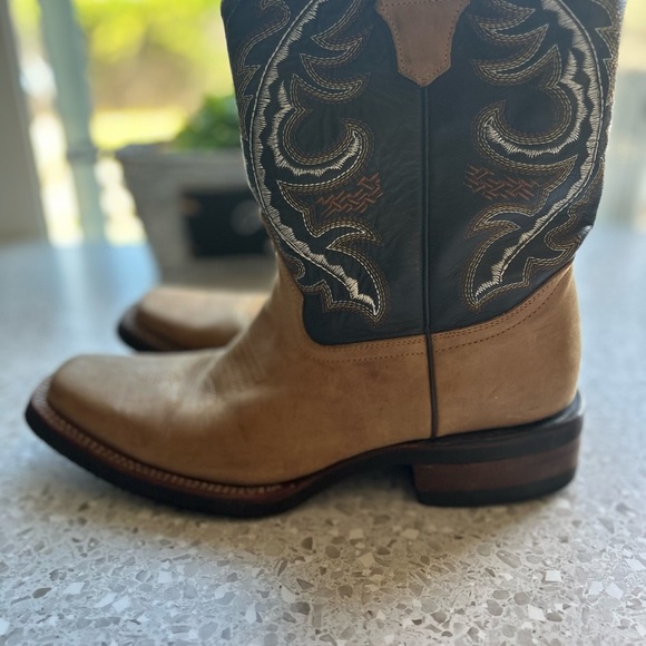 Derramadero Boots Brown Leather Square Toe Western Cowboy Boots 10.5 - Picture 1 of 13